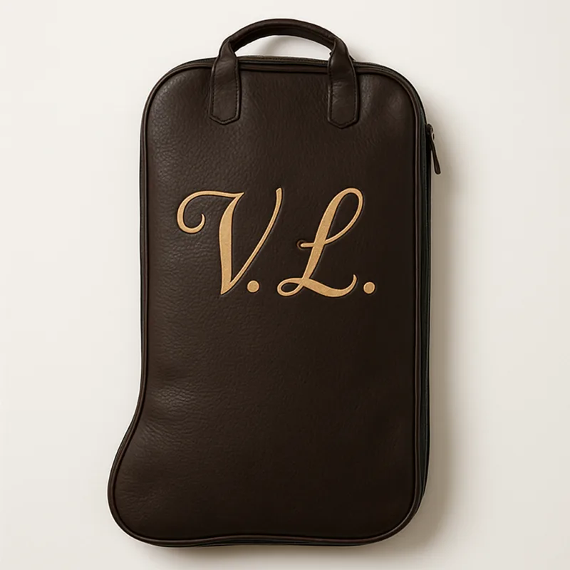Sac bottes cuir gravé initiales