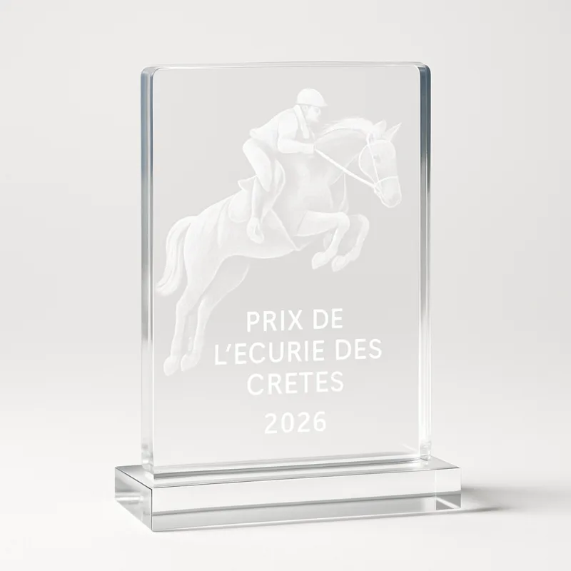 Prix acrylique gravé cheval saut
