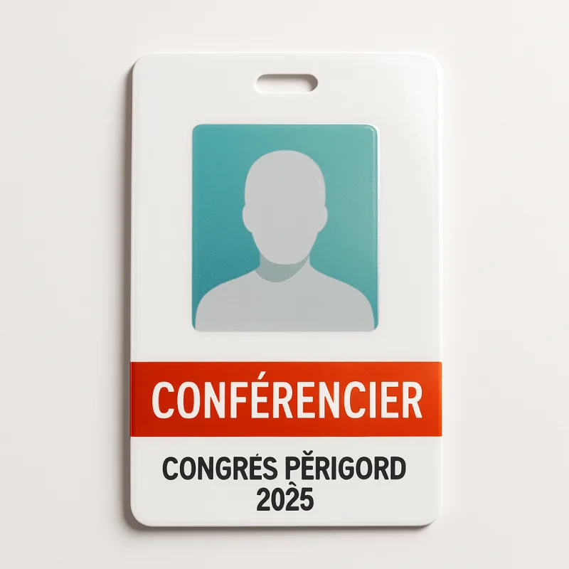 Badge conférencier UV imprimé congrès