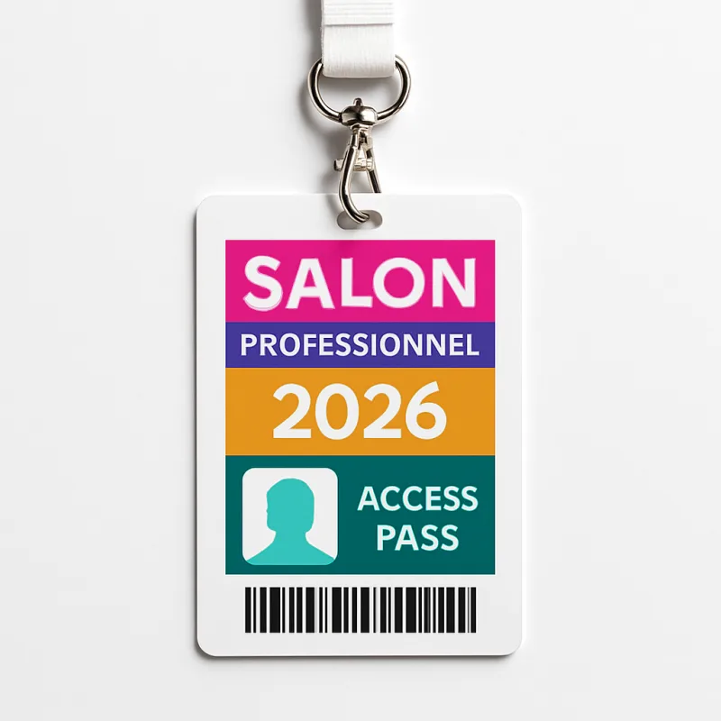 Badge accès UV salon professionnel 2026