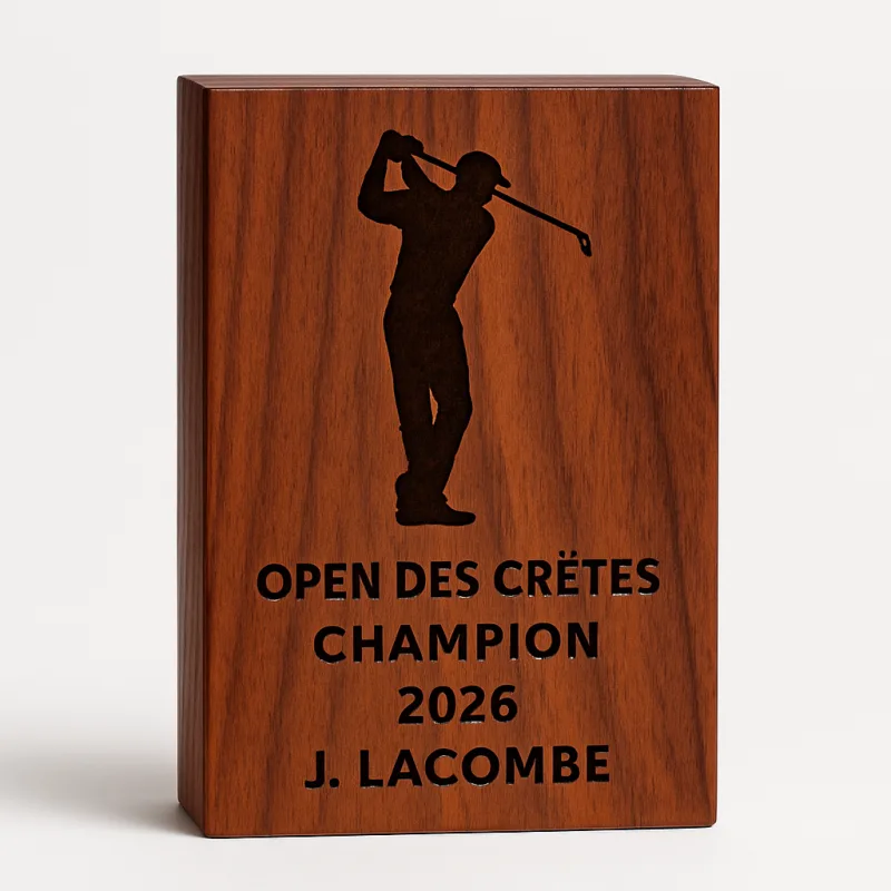 Boîte bois gravée souvenir tournoi