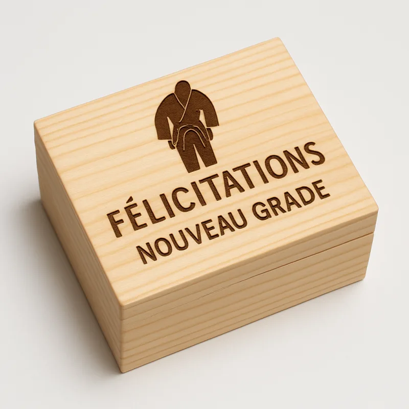 Boîte cadeau bois gravée félicitations