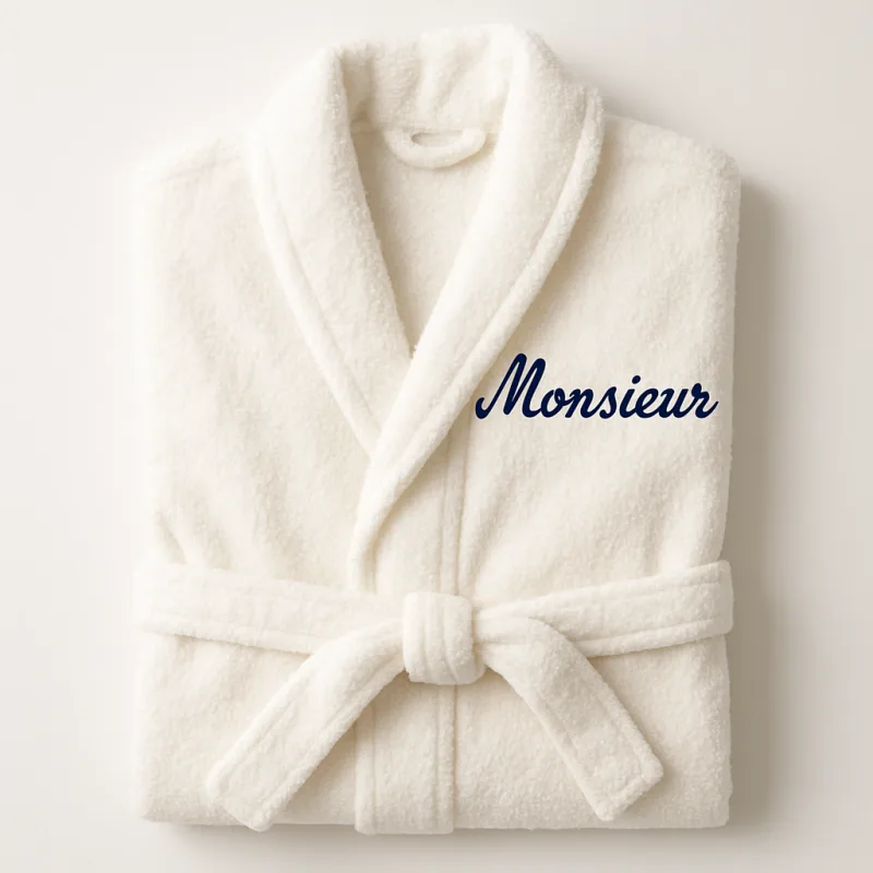 Peignoir marié brodé Monsieur navy