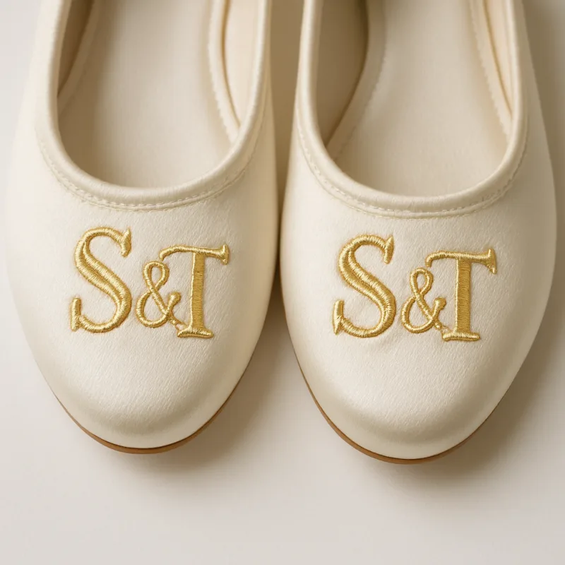 Chaussons ballet brodés initiales mariée