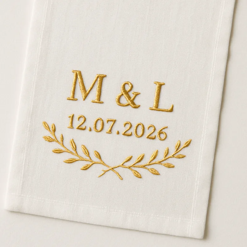 Chemin de table brodé mariage 2026