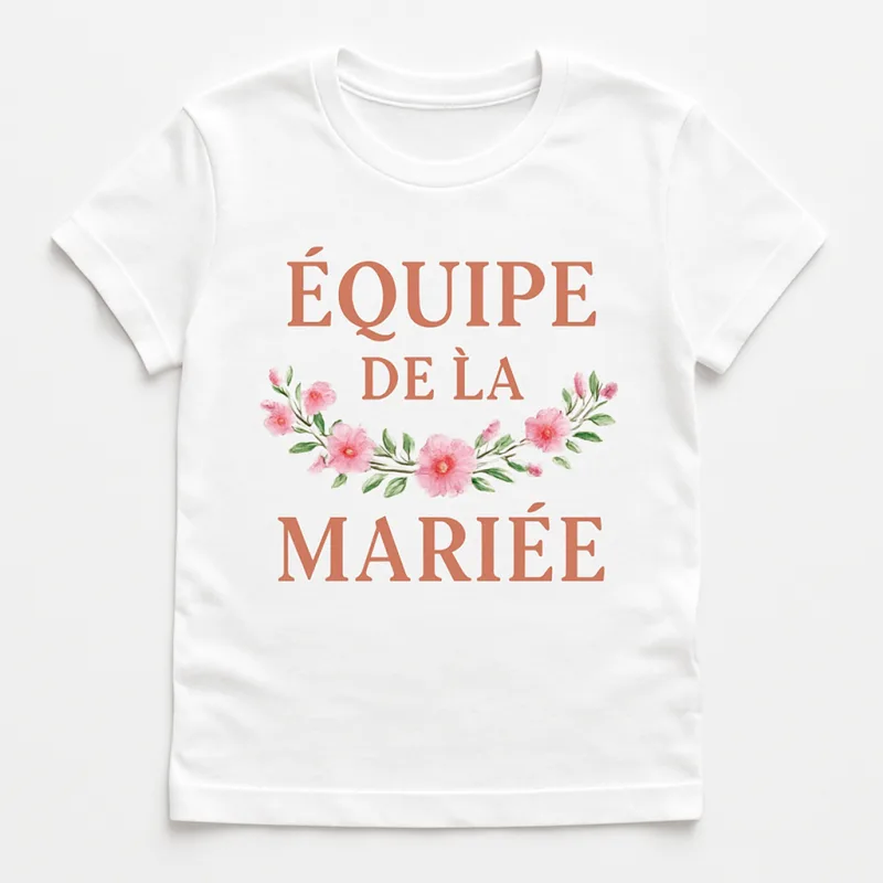 T-shirt EVJF DTF équipe mariée rose