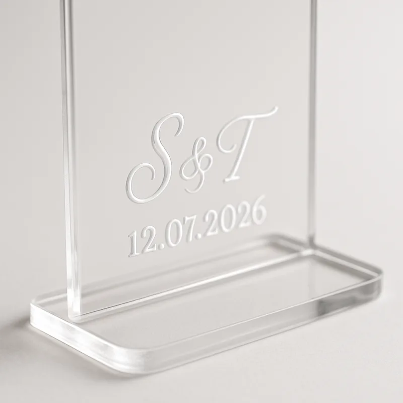 Porte-menu acrylique gravé date mariage