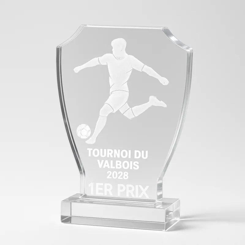 Trophée acrylique gravé footballeur tournoi