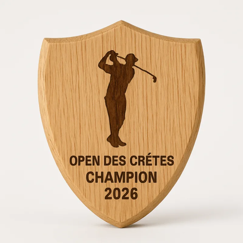 Bouclier chêne gravé champion golf open