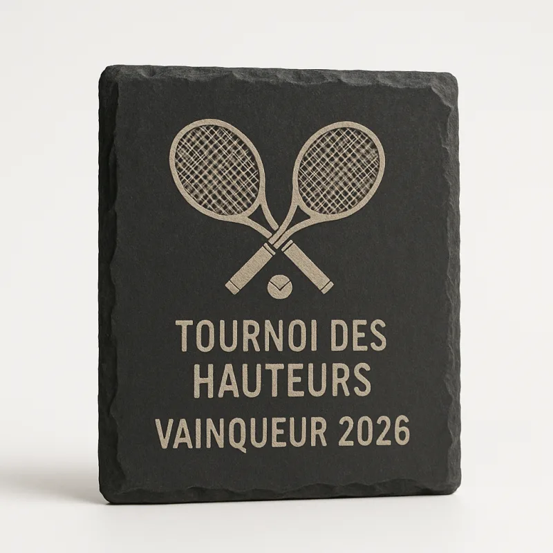 Ardoise gravée tennis vainqueur