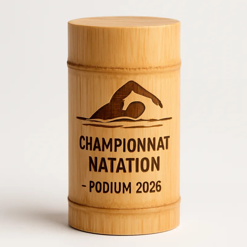 Trophée bambou gravé natation podium