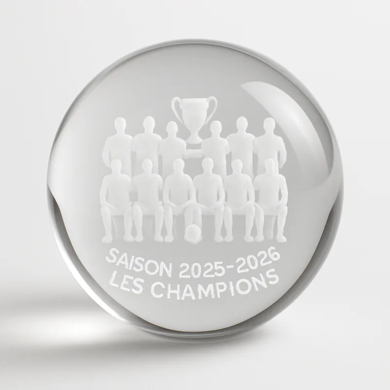 Sphère verre gravée champions saison