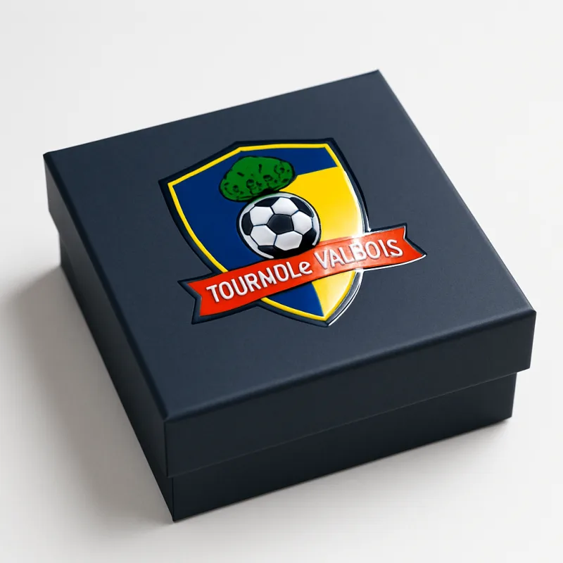 Boîte rigide UV imprimée blason tournoi