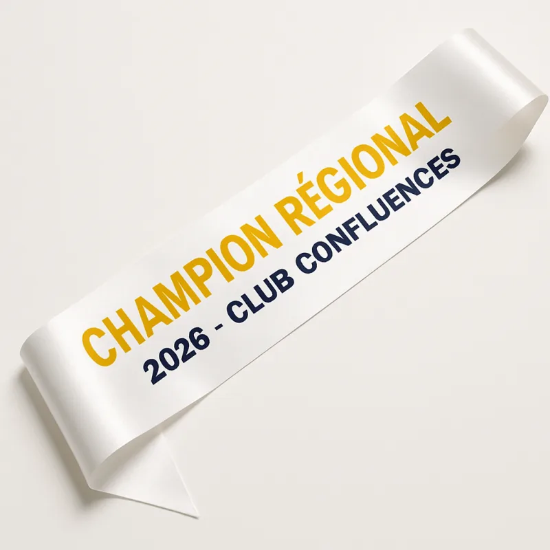 Écharpe satin UV imprimée champion régional
